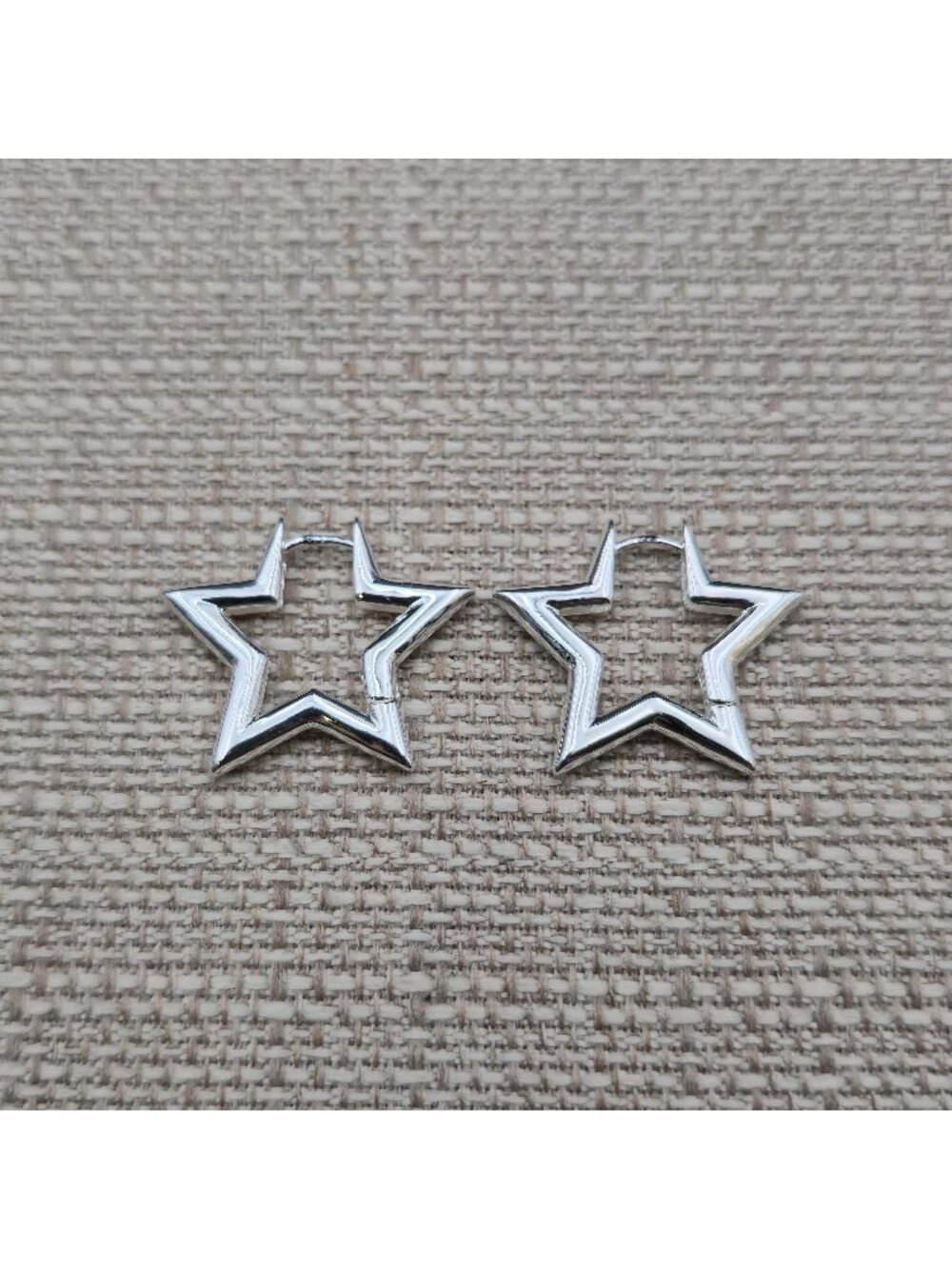 Sterling Silver Bright Star Shape Dangle Earrings A8551